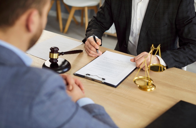 Lawyer is consulting client