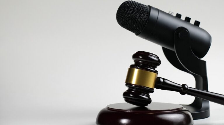 judge's gavel and microphone